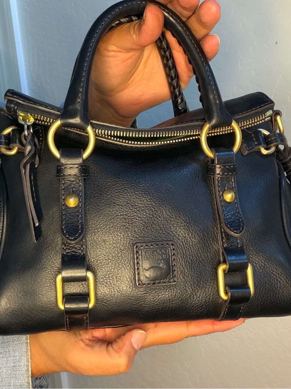 Dooney & Bourke Black Pebbled Leather Satchel - Classic Structured Handbag